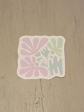 10/$10 Sticker Decal - Pink & Green Flowers And Leaves Design - Brand New